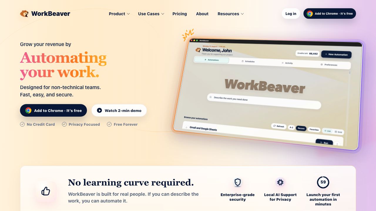 WorkBeaver 网站截图
