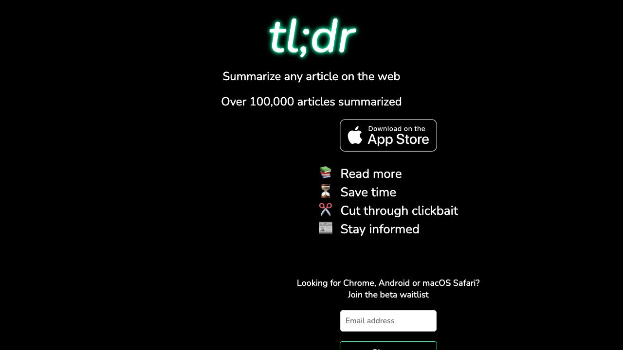 tl;dr AI Summarizer 网站截图