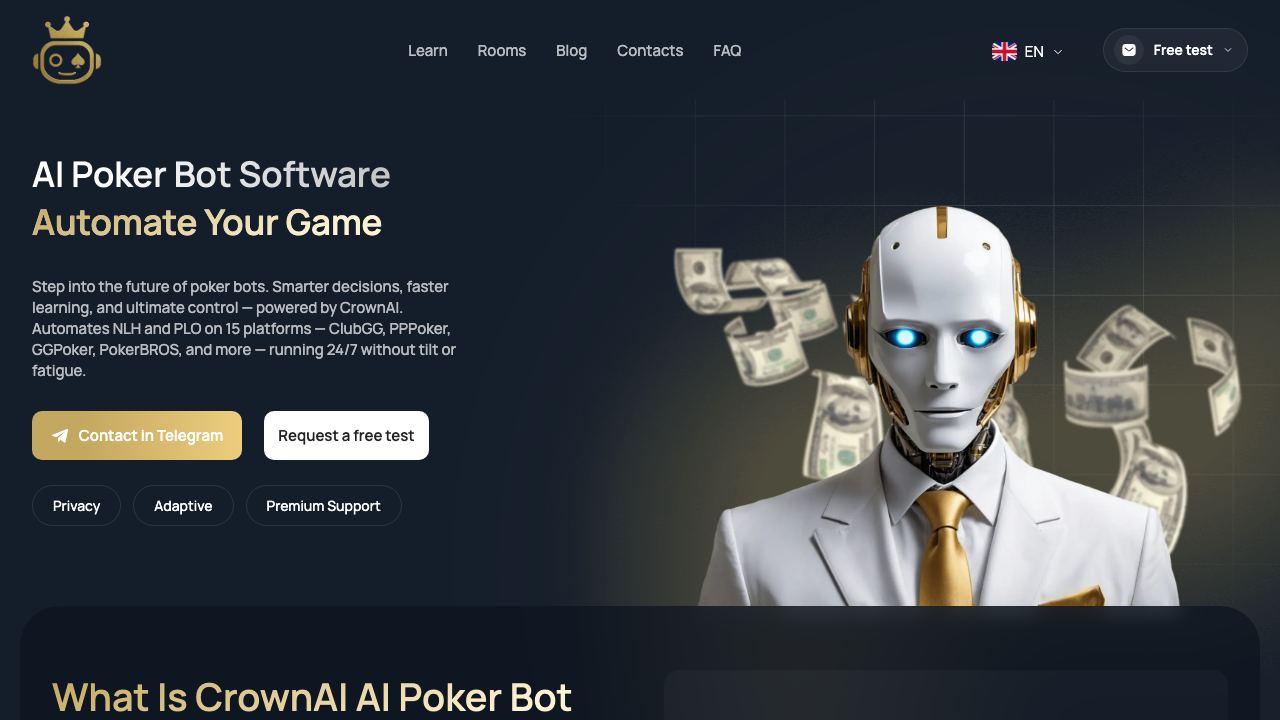 CrownAI Poker 网站截图