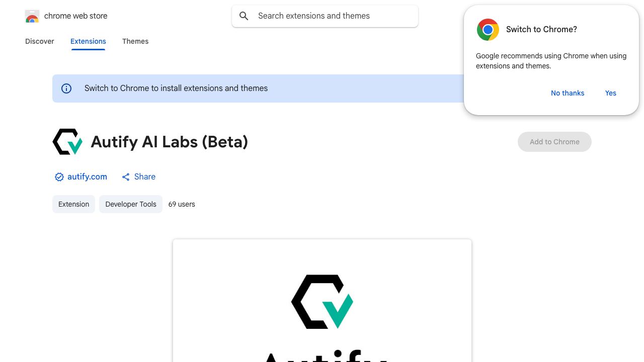 Autify AI Labs (Beta) 网站截图