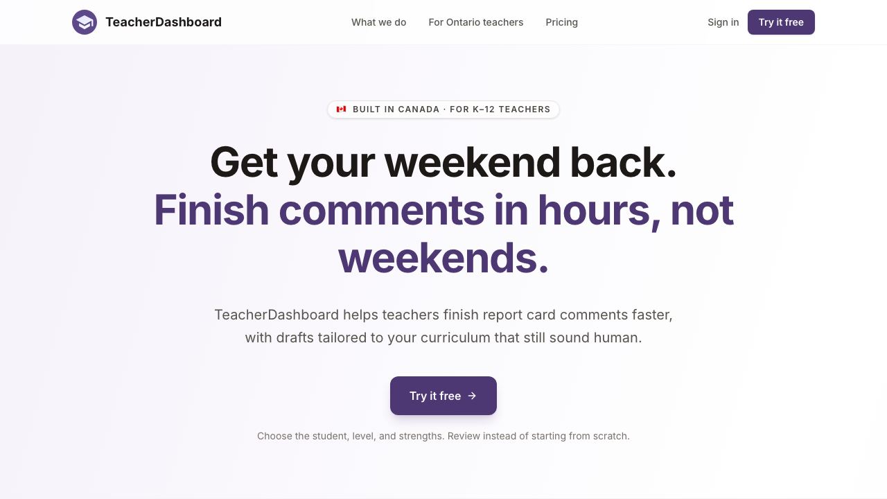 TeacherDashboard.ai website screenshot