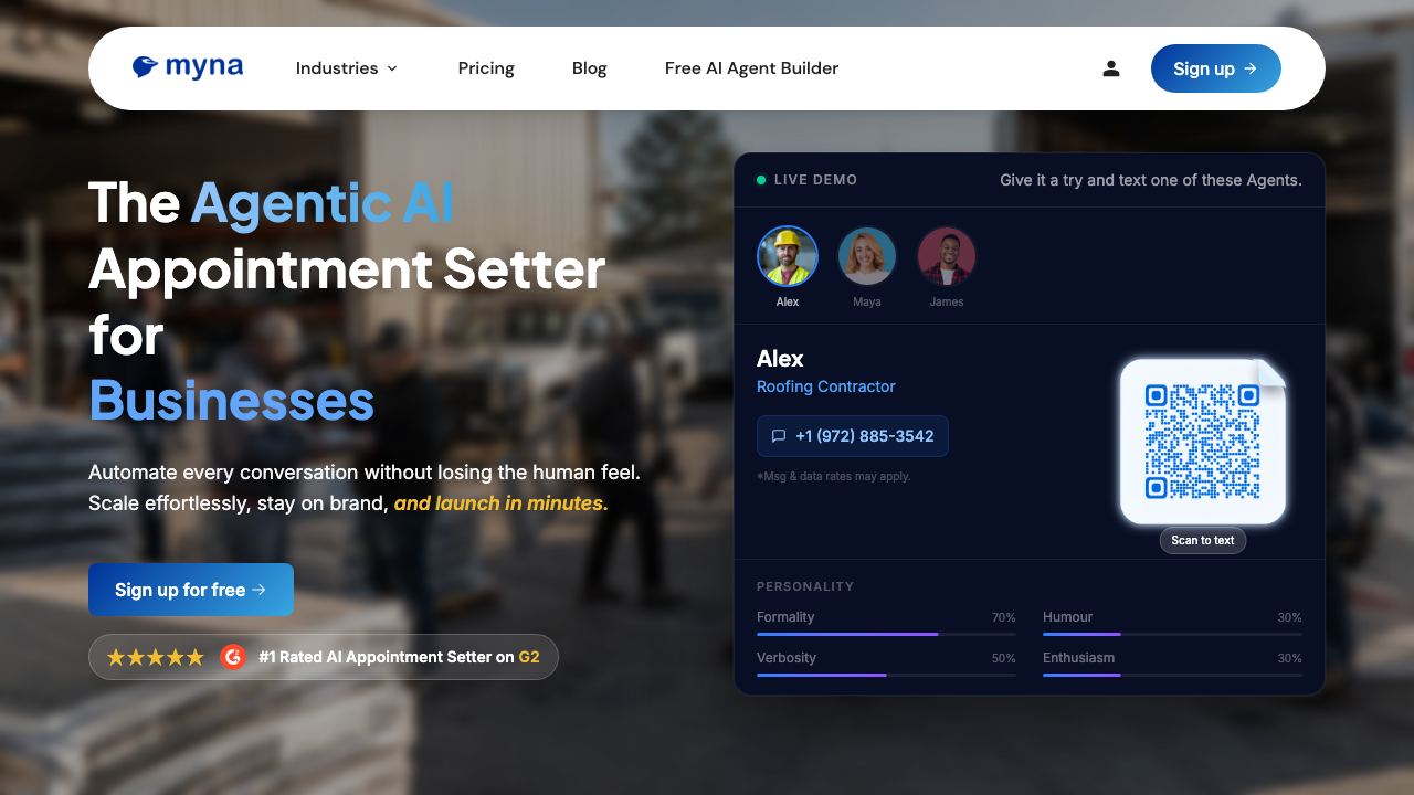 Myna website screenshot