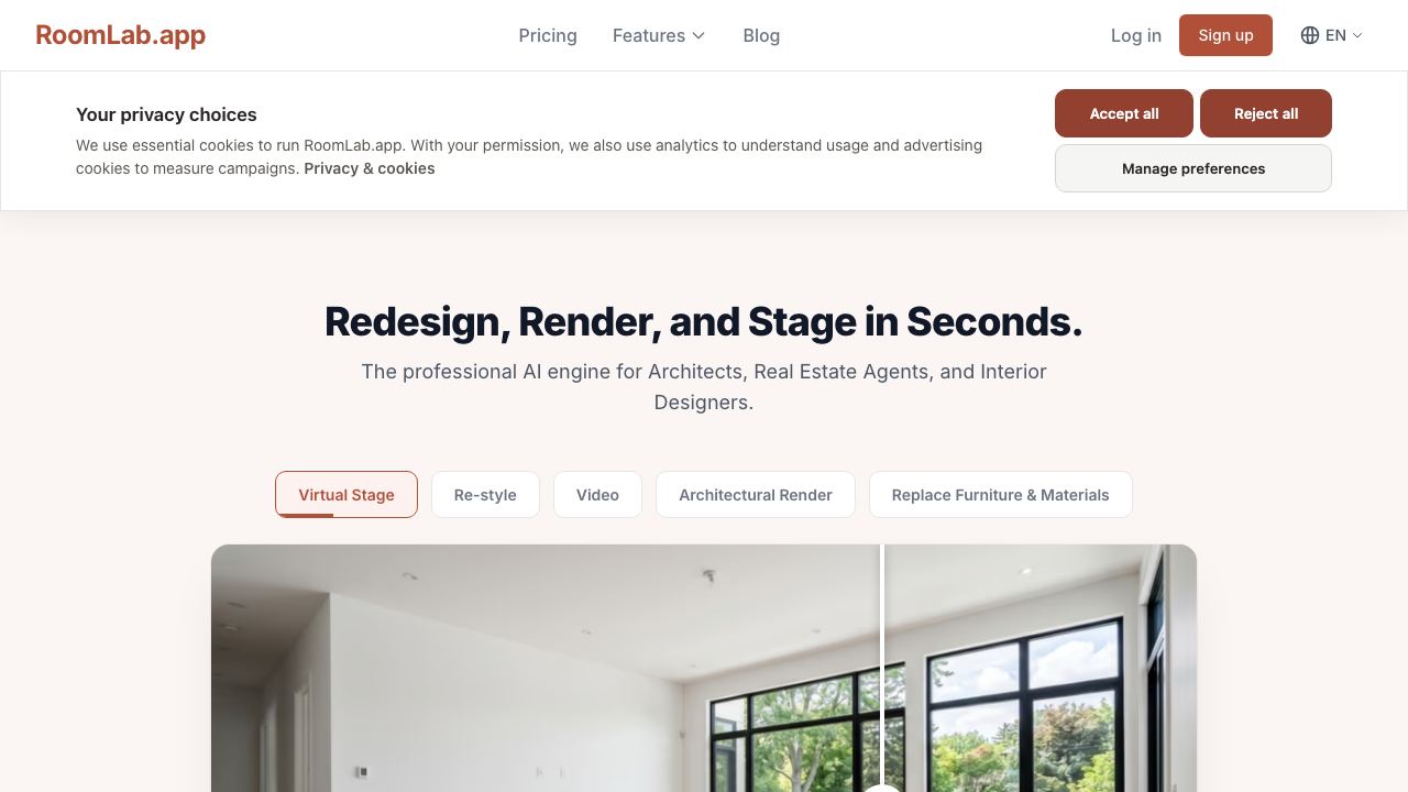 Roomlab website screenshot
