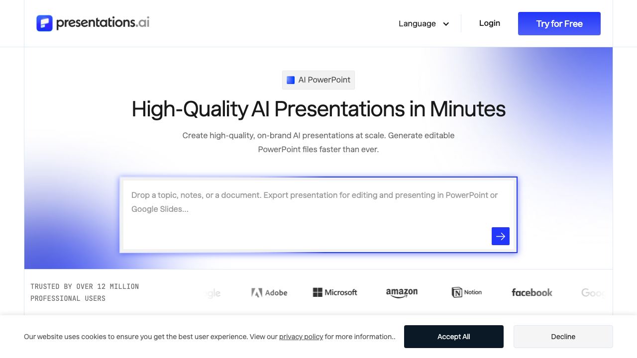 Presentations.ai 网站截图