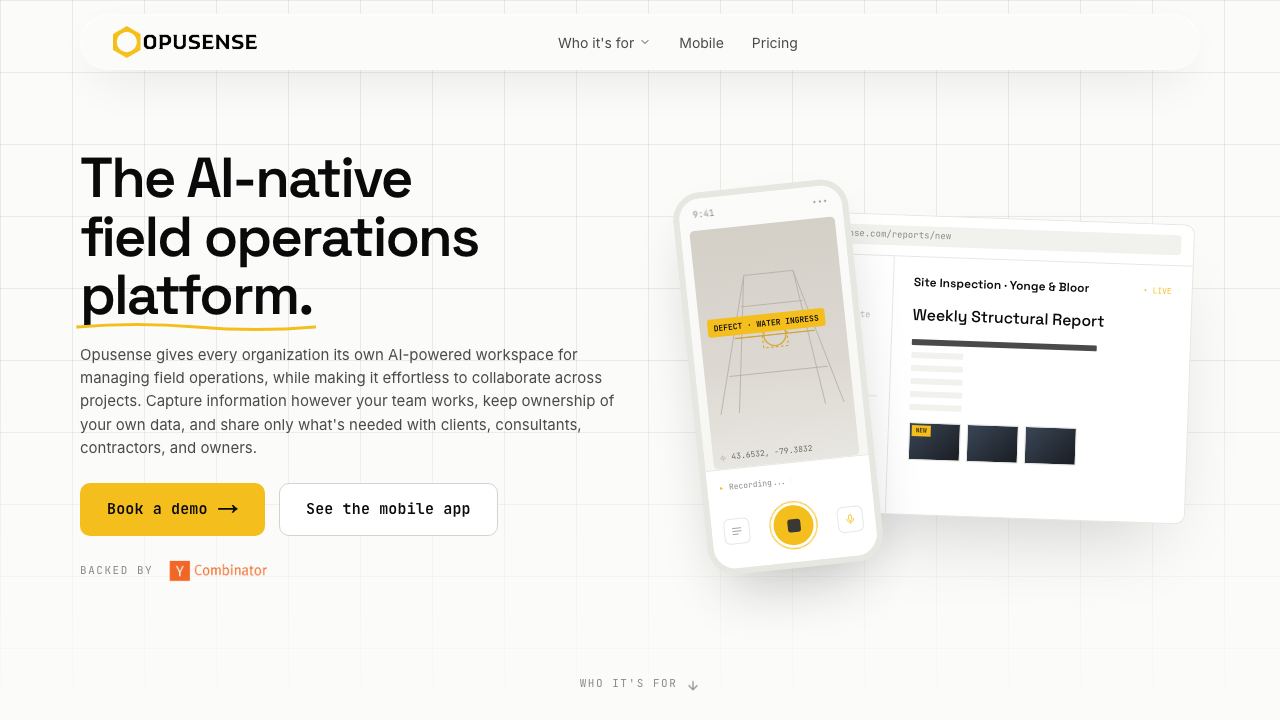 Opusense website screenshot