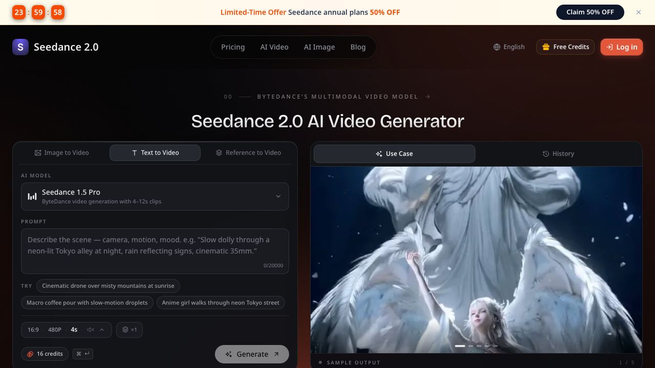 Seedance2 网站截图