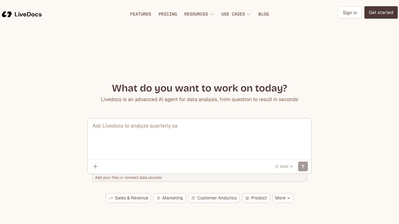 Livedocs website screenshot