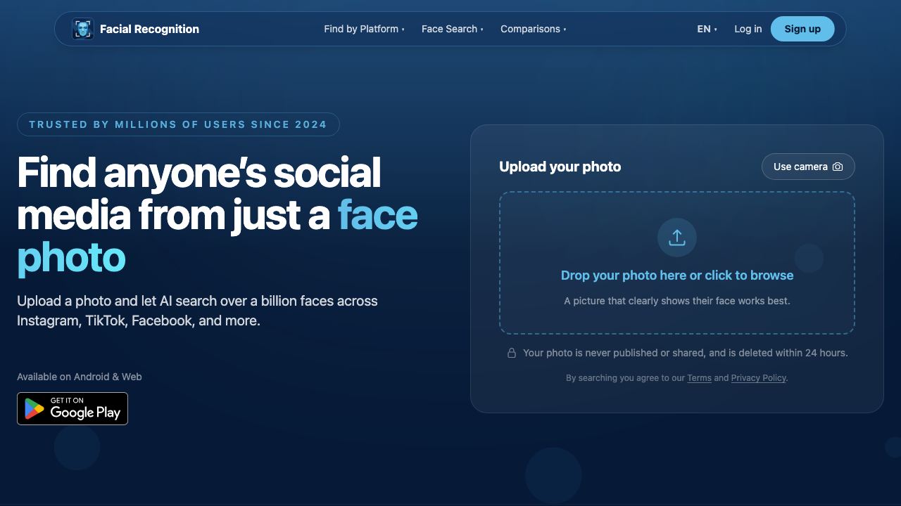 FacialRecognition.app website screenshot