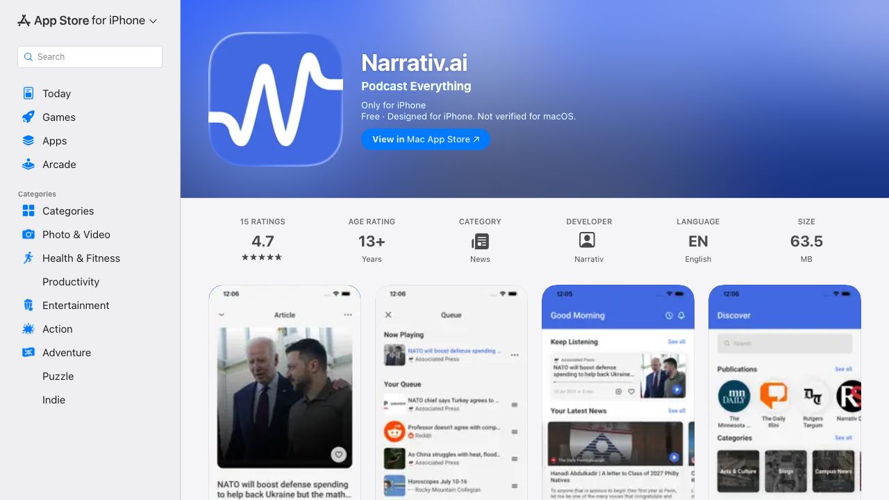 Narrativ 网站截图