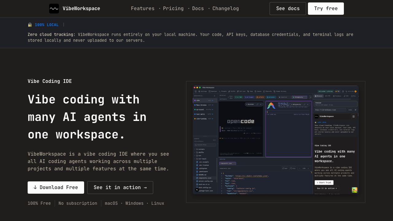 Vibe Workspace 网站截图