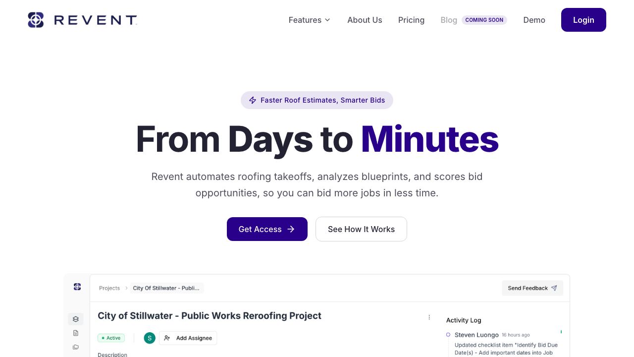 Revent website screenshot