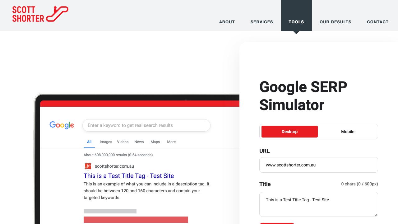 Google SERP Simulator website screenshot
