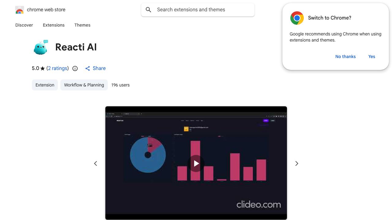 Reacti AI website screenshot