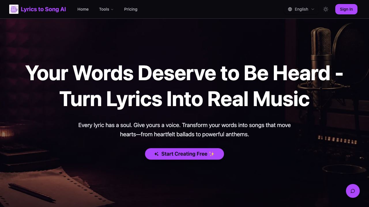 Lyrics To Song AI- 网站截图