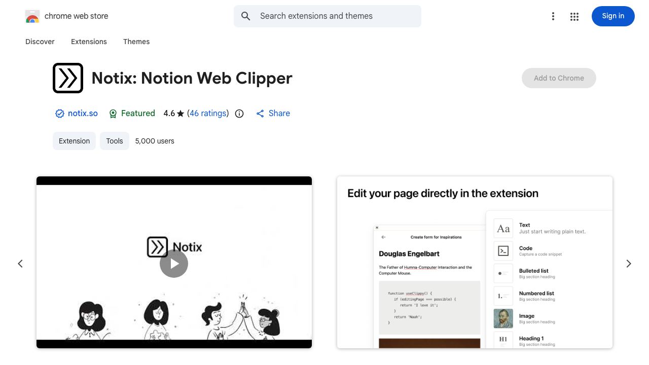 Notix: Notion Web Clipper 网站截图