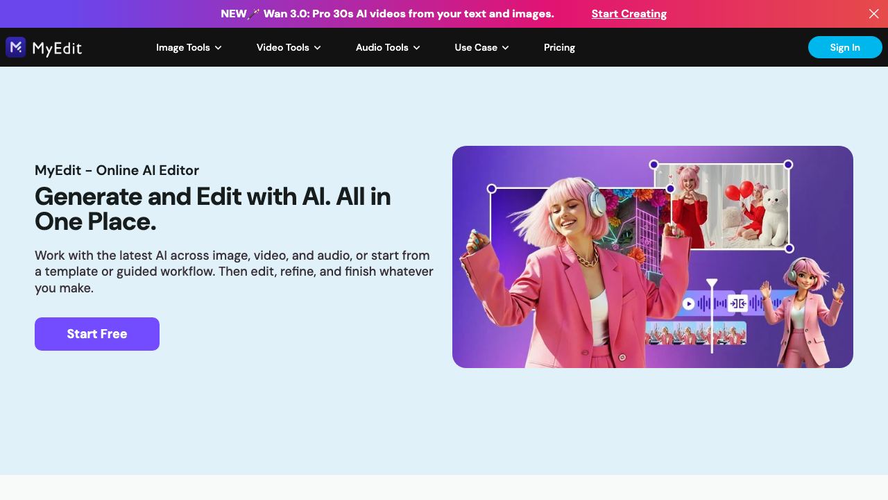 MyEdit website screenshot