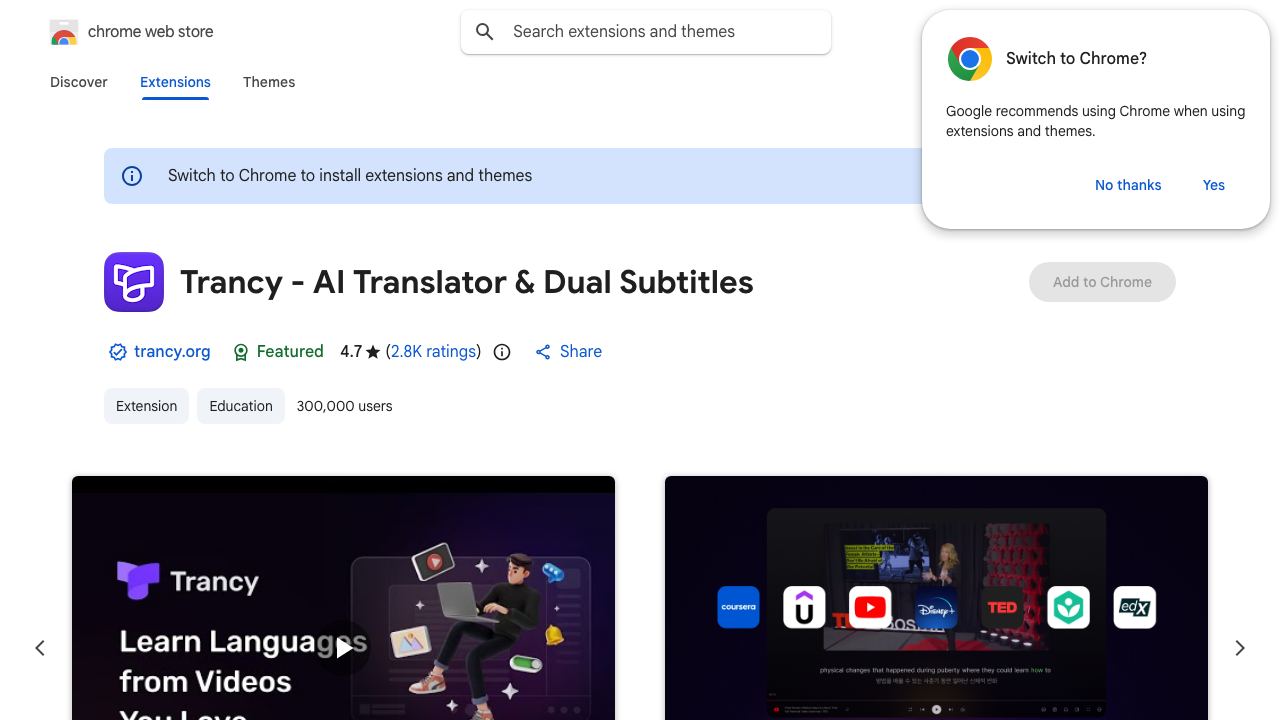 AI Subtitles & Immersive Translate - Trancy 网站截图