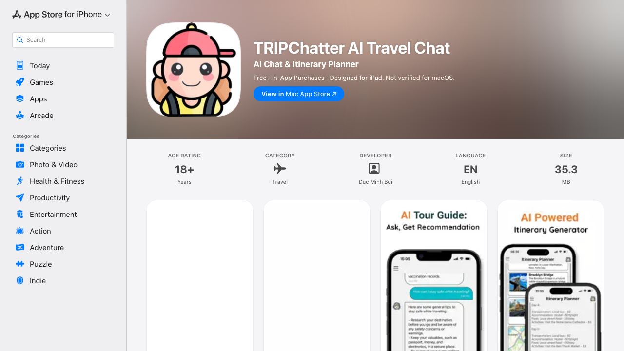 AI Chat Travel Assistant 网站截图