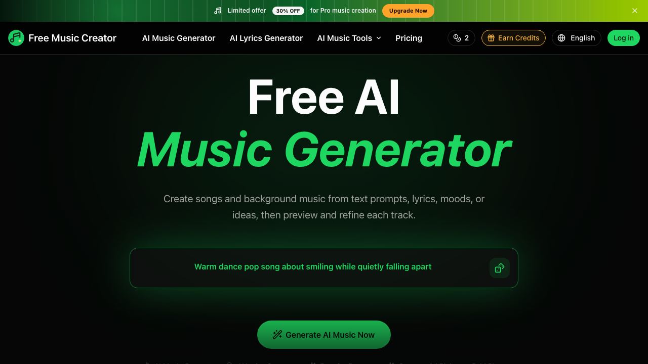 Free Music Creator AI 网站截图