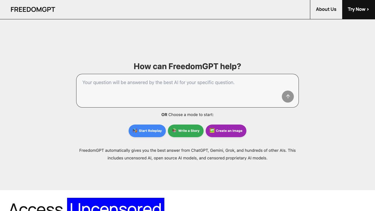 FreedomGPT 网站截图