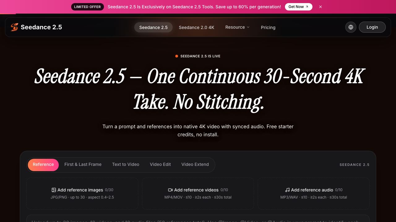 Seedance 2.5 AI Video Generator 网站截图