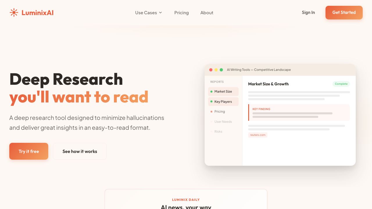 Luminix website screenshot