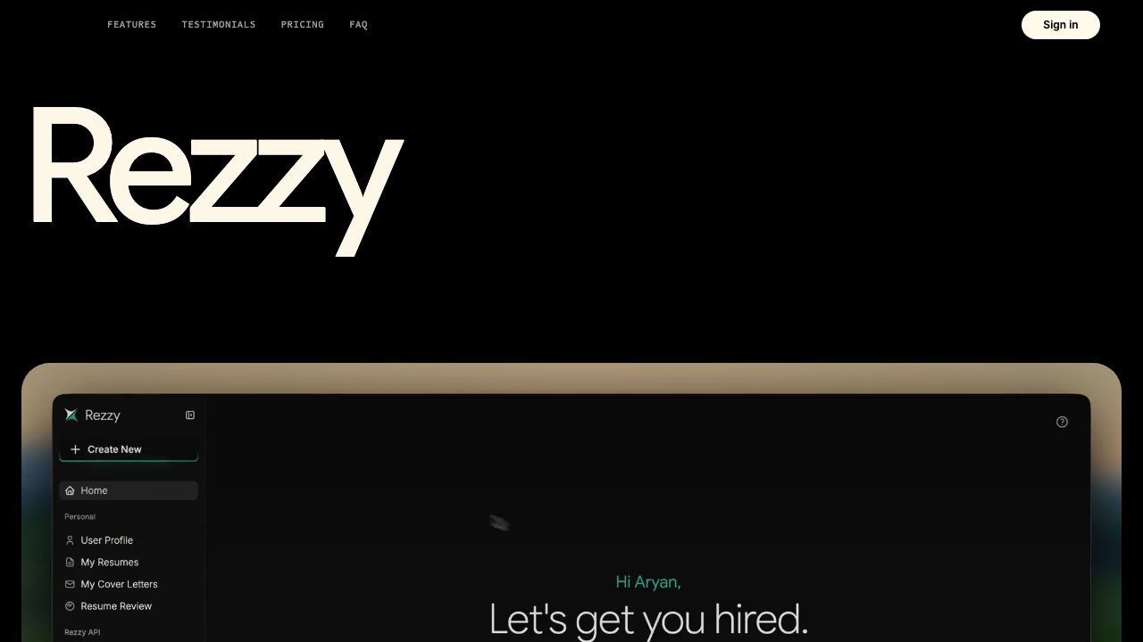 Rezzy website screenshot