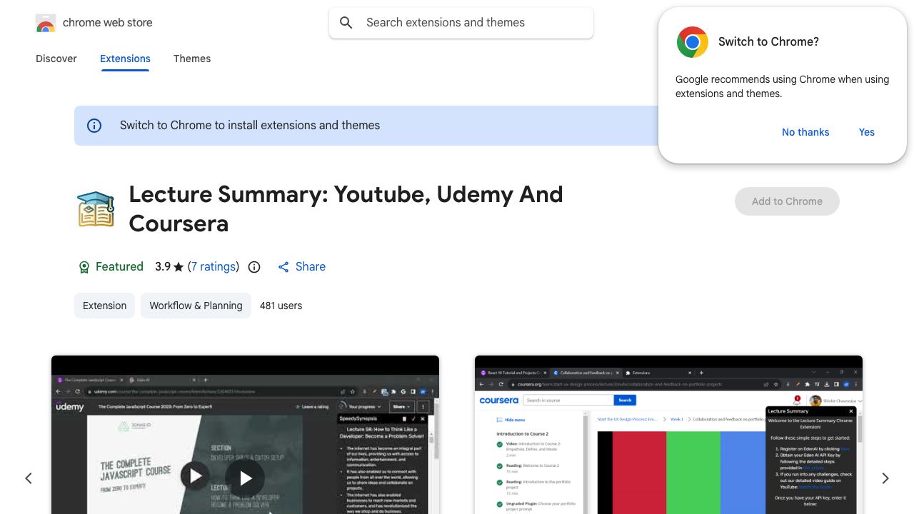 Lecture Summary: Youtube, Udemy And Coursera website screenshot