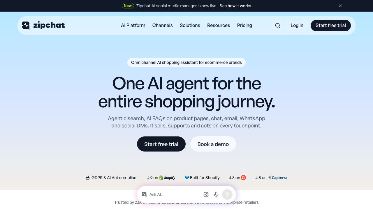 ZipChat website screenshot