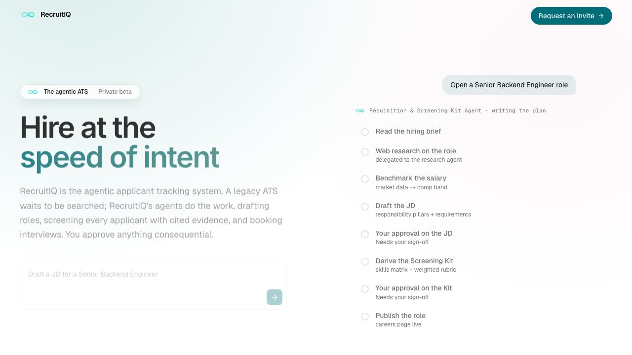 RecruitIQ website screenshot