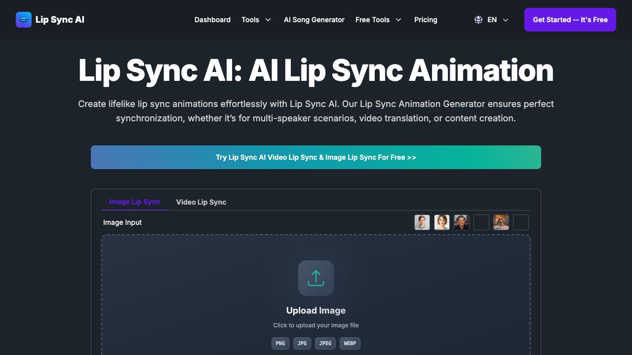 Lip Sync AI 网站截图