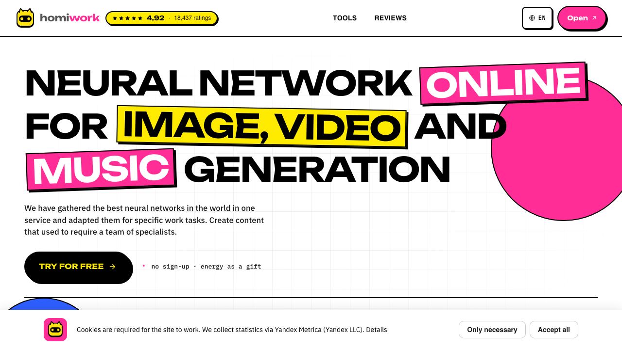 Homiwork website screenshot