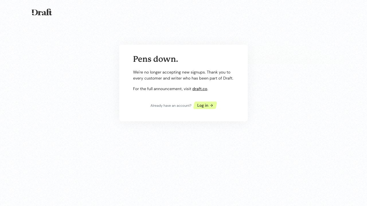 Draft AI website screenshot