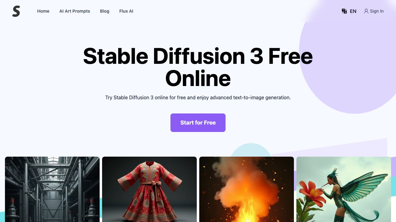 Stable Diffusion 3 AI Image Generator Free Online 网站截图