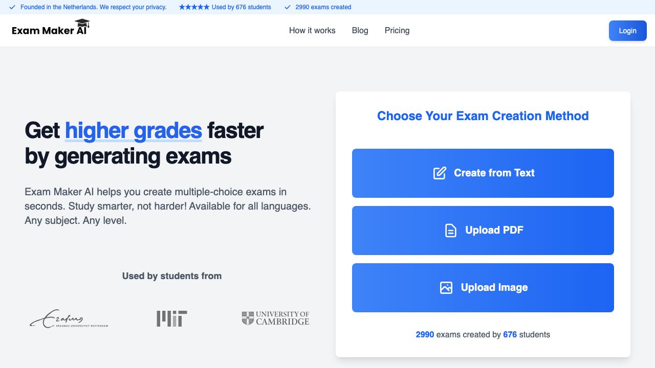 Exam Maker AI 网站截图