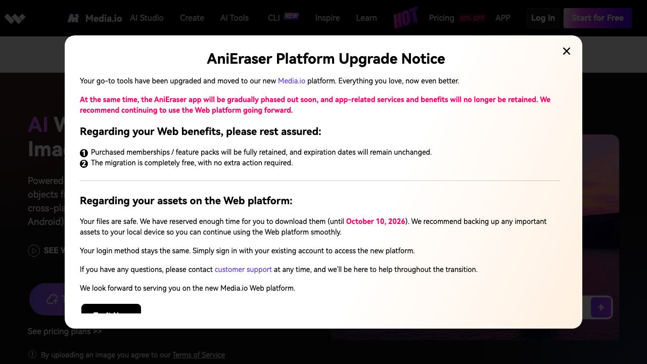 AniEraser 网站截图