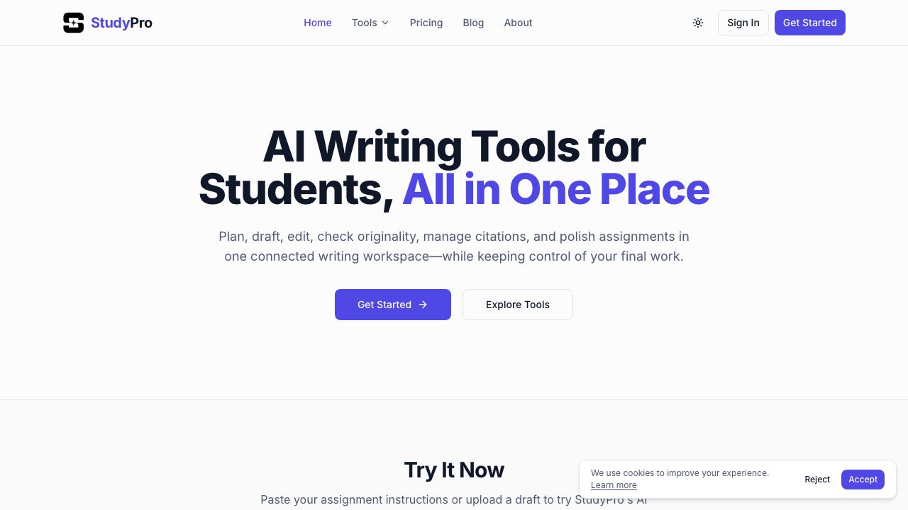 StudyPro website screenshot