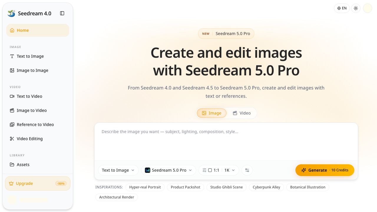 Seedream 4.0 website screenshot