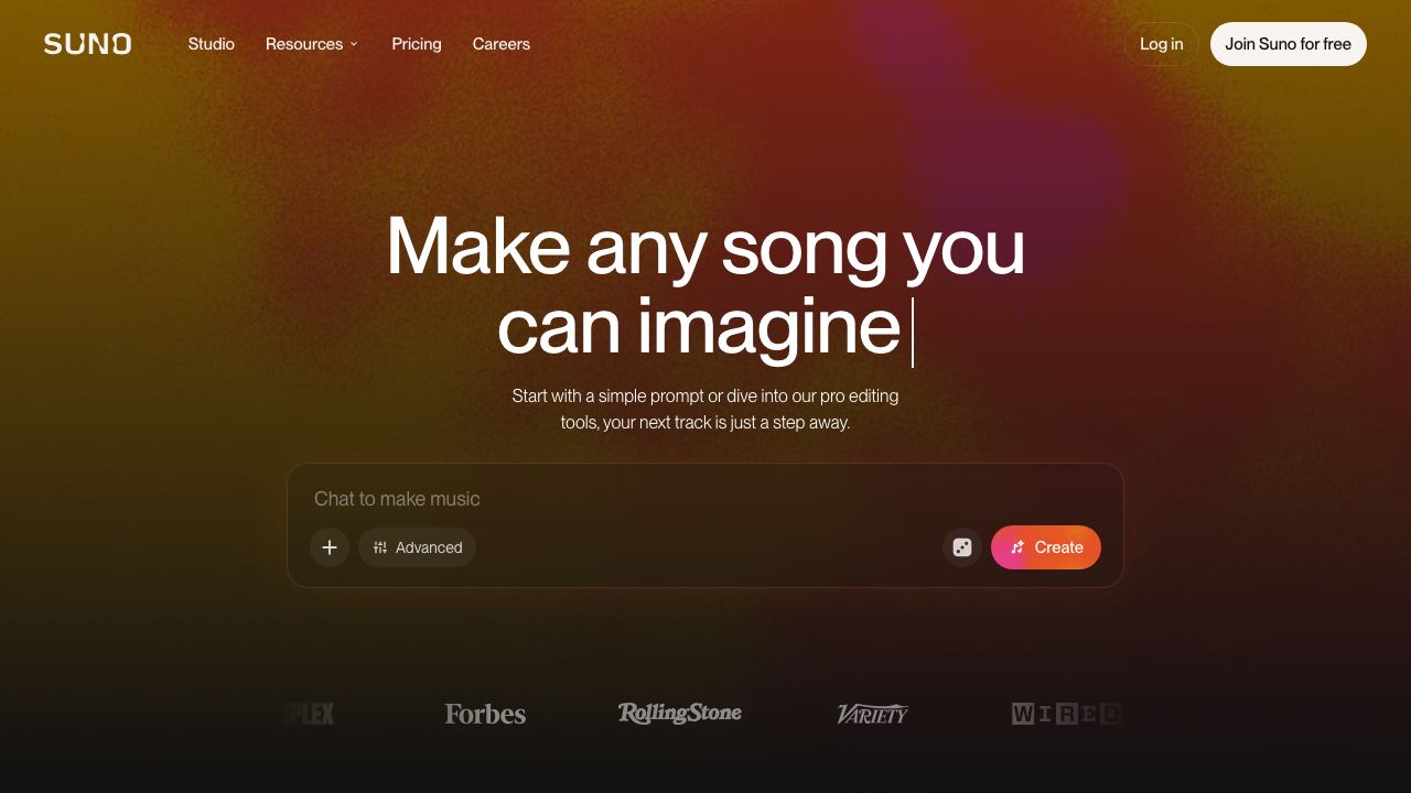 SunoAI.ai website screenshot