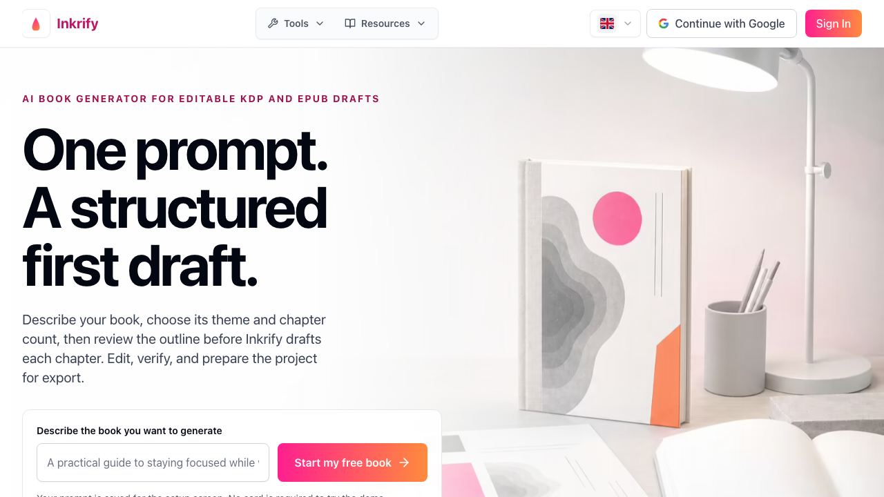 Inkrify website screenshot