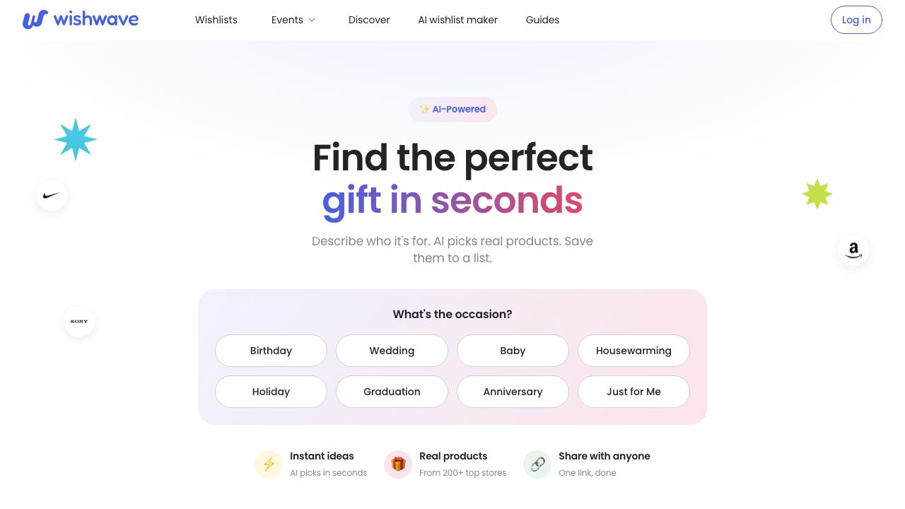 AI gift finder by wishwave 网站截图