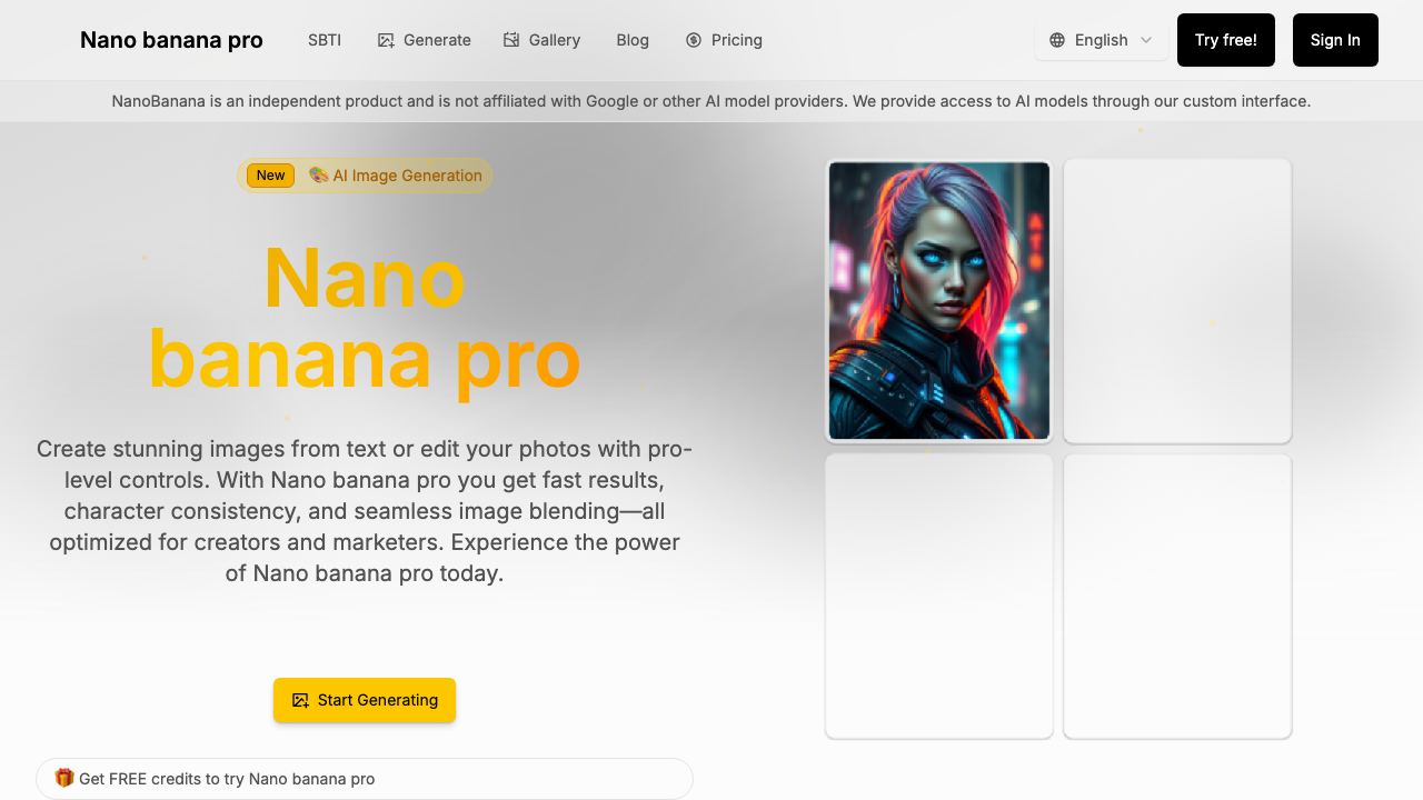 Best Nano Banana Pro 网站截图