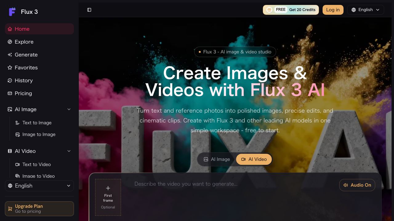Flux 3 AI website screenshot