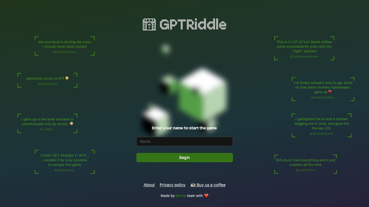 GPTRiddle 网站截图