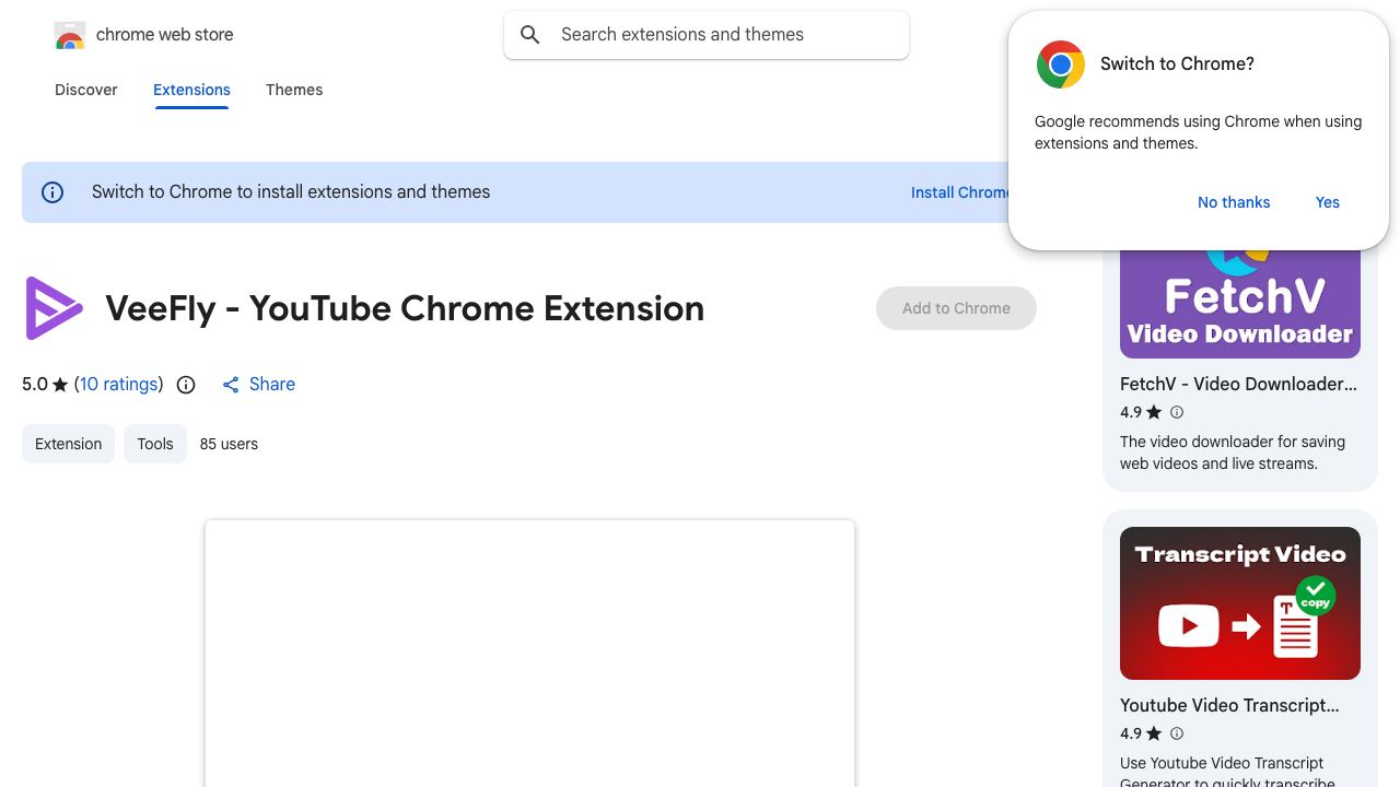 VeeFly - YouTube Chrome Extension website screenshot