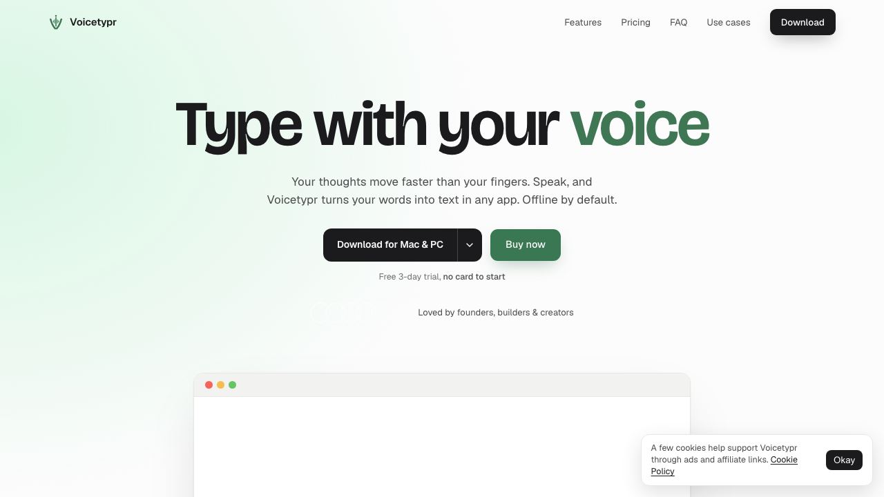 Voicetypr 网站截图