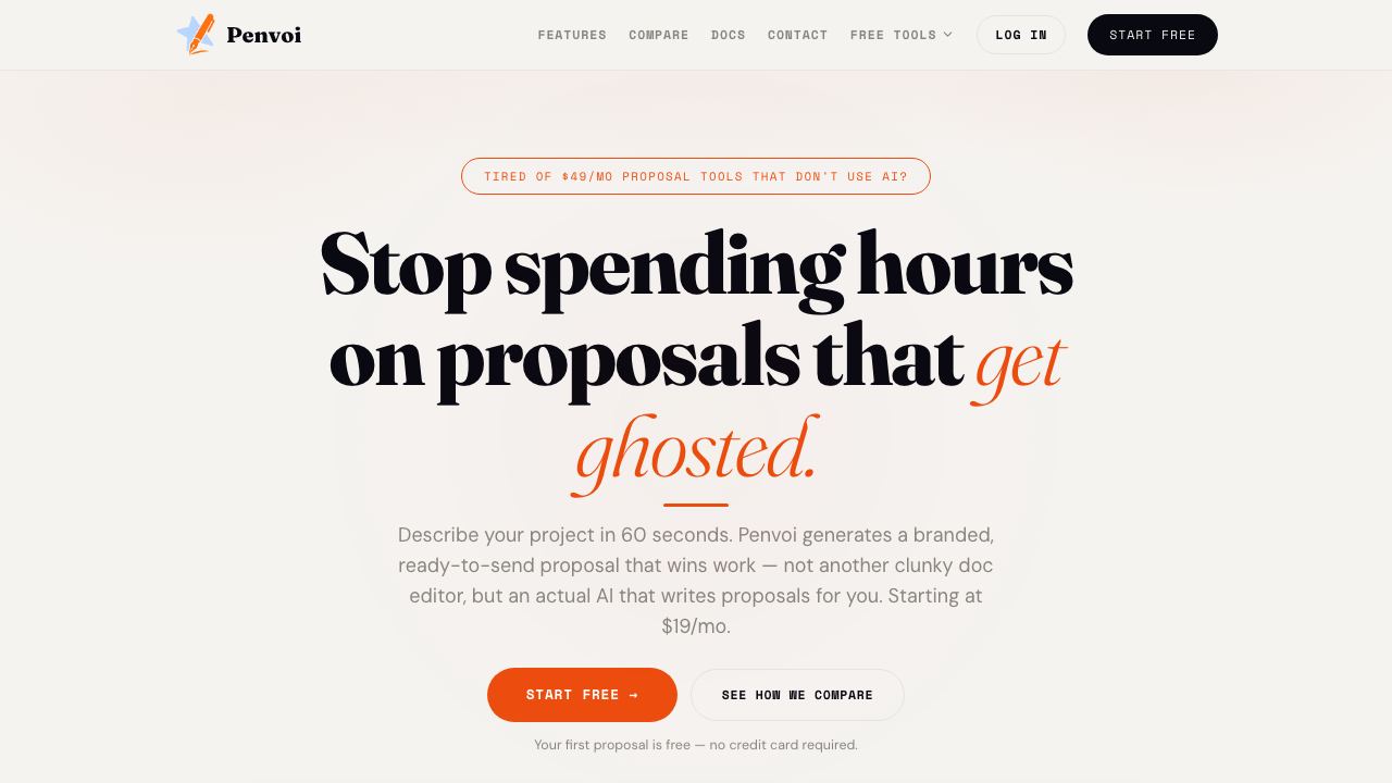 Penvoi website screenshot