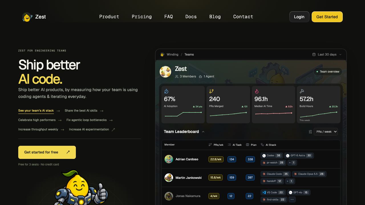 Zest website screenshot