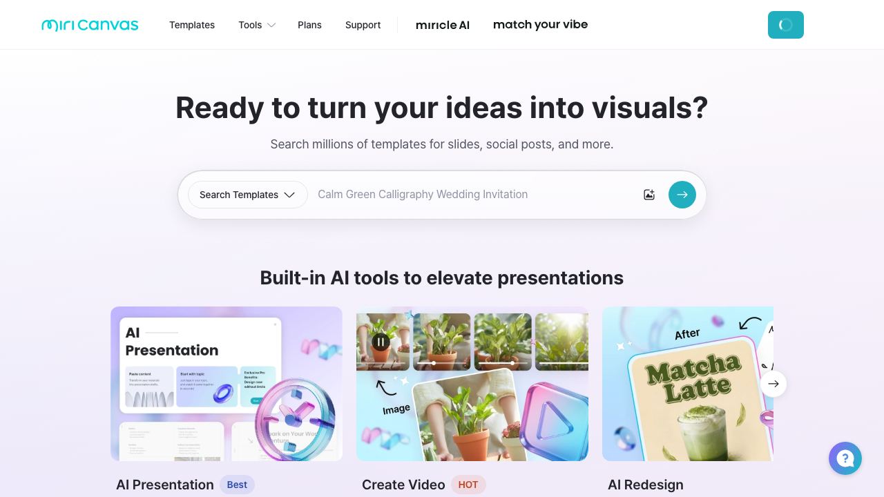 MiriCanvas website screenshot