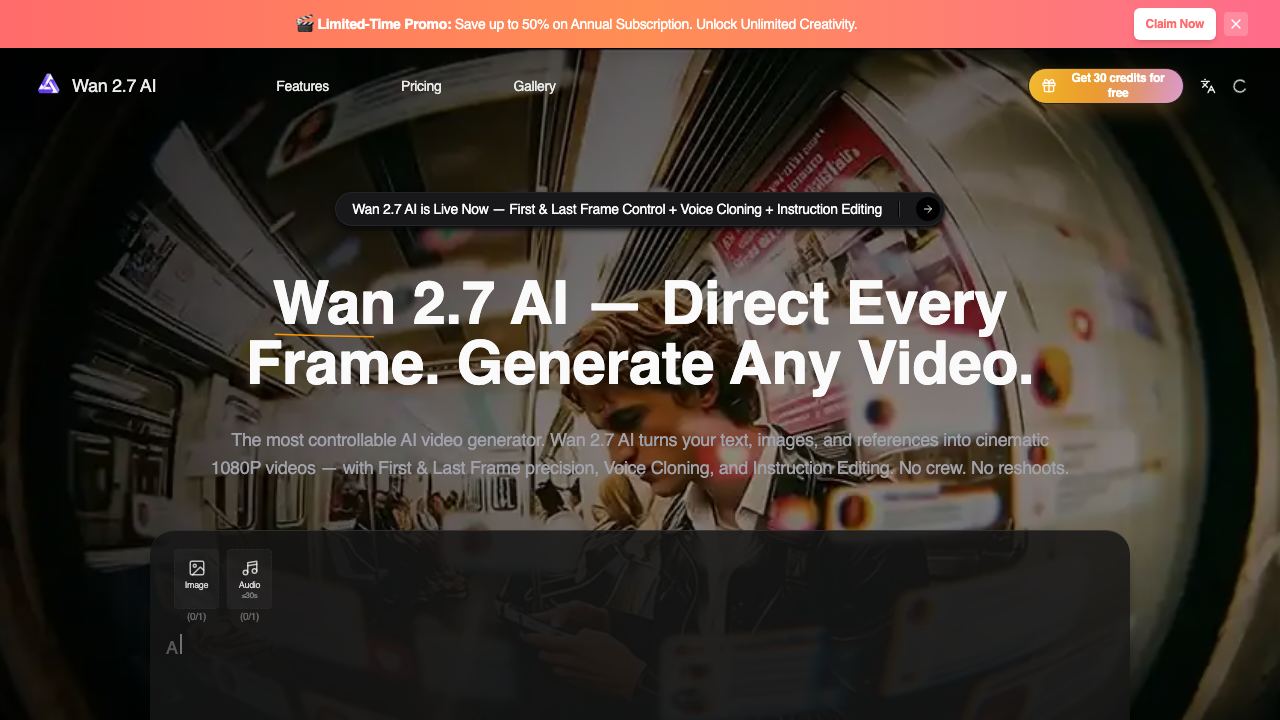 Wan 2.7 - AI Generator & Editor 网站截图